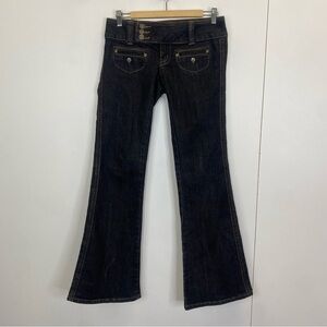 Vintage Y2k Streetwear Society Low Rise Pocket Front Dark Denim Jeans Size 7